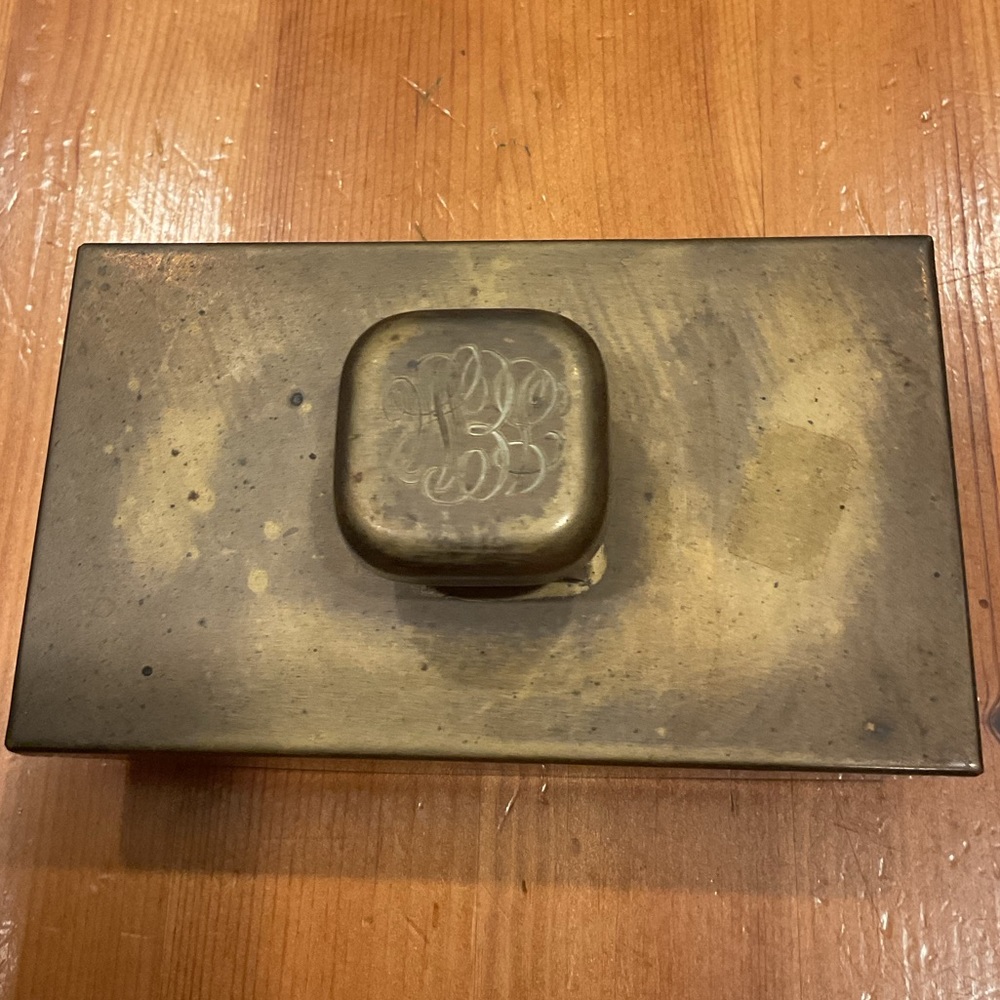 ANTIQUE BRASS ROCKER BLOTTER VICTORIAN MONOGRAM INK BLOTTER